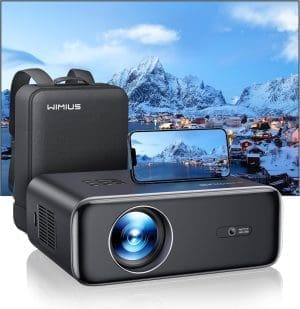 Projektor-Autofokus/Trapezkorrektur: 28000 Lumen, WiFi6, Bluetooth, Full HD 1080P-Projektor, unterstützt 4K, 4P/4D, Trapezkorrektur, 50 % Zoom, 300-Zoll-LED-Heimkino-Videoprojektor, für Feuer