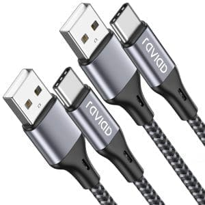 RAVIAD USB C Kabel (2 Stück 1M), Ladekabel USB C Schnellladekabel Nylon USB C Ladekabel für iPhone 15 Pro Max, Samsung Galaxy S24 S23 S22 S21 S20 S10 S9 S8 Note10, Huawei P60, Xperia,