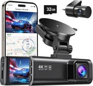 REDTIGER Dashcam Auto Vorne Hinten 4K/2,5K mit GPS WiFi, Dash Cam Auto Kamera 3,18" IPS-Bildschirm, kostenlose 32-GB-Karte, Nachtsicht, Loop-Aufnahme, 170°Weitwinkel WDR, Unterstützt 256 GB Max(F7NP)