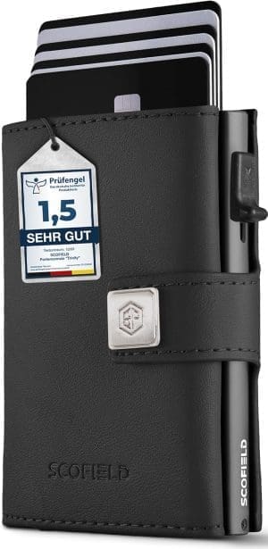 SF SCOFIELD Trinity Wallet I Pop Up Kartenetui Herren ohne Münzfach 10 – 12 Karten I Kreditkartenetui I RFID Schutz I Karten Portemonnaie I Credit Card Holder I Geldbörse Smart