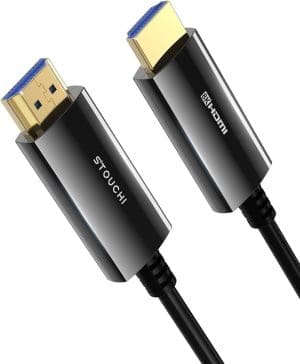 Stouchi 8K HDMI-Glasfaserkabel, 10 m, HDMI 2.1-Kabel, 48 Gbit/s Ultra High Speed, in Wall CL3 bewertet, AOC, 8K @ 60 Hz, 4K @ 120 Hz / 144 Hz, Dynamic HDR, eARC, Dolby, HDCP2.2, kompatibel mit PS5, Xbox Series X, PC, Fernseher