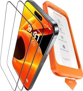 TORRAS für iPhone 16 Pro für Panzerglas (Full Screen) TOP Bruchsicherheit Folie für iPhone 16 Pro Schutzfolie 9H+ Schutzglas (Auto-Installation) Anti-Fingerabdruck, 2 Stück