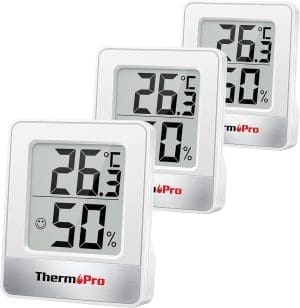 ThermoPro TP49W-3 digitales Mini Thermo-Hygrometer Thermometer innen Raumthermometer 3 er Temperatur- und Luftfeuchtigkeitsmessgerät mit Smiley-Indikator