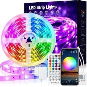 VKH LED Strip 5m, LED Streifen 5m Selbstklebend Bluetooth RGB LED Band mit Fernbedienung und APP, LED Lichterkette LED Beleuchtung Leds für Zimmer Gaming Party