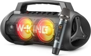 W-KING 120W Peak Bluetooth-Lautsprecher mit Mikrofon, 70W Bluetooth-Party-Musikboxen, groß, Boombox mit HiFi-Stereo/Super-Bass/EQ/LED-Licht/42H-Akku/Powerbank/TF/MIC-IN/AUX, Musikbox Bluetooth