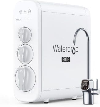 Waterdrop G3P600 Umkehrosmosesystem, 600 GPD, 8000 Liter, Entkalkungssystem, RO-System unter der Spüle, reduziert TDS, 2:1 rein für den Abfluss, intelligenter LED-Wasserhahn