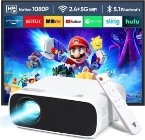 Wielio 2024 Neues Hochleistungsbeamer, unterstützt Switch und PS5 ohne Verzögerung, Beamer mit WiFi und Bluetooth, 20000 Lumen 4K-Unterstützung, Full HD 1080P Auflösung, （Hochhelligkeitsversion）