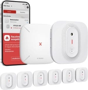 X-Sense Funkvernetzbarer Rauchmelder WLAN, Feuermelder mit Sprachausgabe-Alarm und Standort, mit SBS50 Basisstation, Rauchmelder Smart, austauschbarer Batterie, XP02S-MR61, 6 Stück