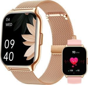 ZOSKVEE Smartwatch für Damen und Herren, Fitness-Tracker, 2 Zoll Touch-Farbdisplay mit Telefonfunktion, Armbanduhr, Blutdruckmessgerät, Herzfrequenz, Schlafüberwachung, SpO2, Sportuhr, IPx7