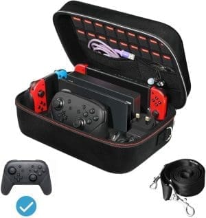 iVoler Hülle für Nintendo Switch – Deluxe Hartschalen-Tragetasche/tragbare Schutztasche für Nintendo Switch-Konsole und anderes Zubehör – Platz für 18 Spielkarten, Schwarz