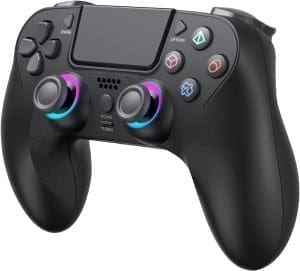 varkda Wireless Controller für PS4, Game Controller kompatibel mit PS4/Slim/Pro/PC, Gamepad Joystick mit Dual Vibration/RGB-LED/6-Achsen Gyro Sensor/Touchpanel/EXT/Audio Jack, Präzision und Kontrolle