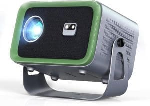 【Autofokus Beamer mit 360° drehbarem Ständer】Mini Beamer 4K unterstützt, 20000L Native 1080P WiFi6 Bluetooth Beamer, 50% Zoom Videoprojektor Heimkino 300'' Display, kompatibel mit TV Stick/Smartphone