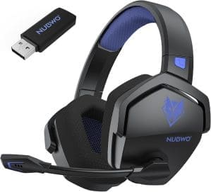 NUBWO G06 Dual Wireless Gaming Headset mit Mikrofon für PS5, PS4, PC, Mobile: 2,4 GHz Wireless + Bluetooth – 100 Stunden – 50 mm – Treiber – Blau