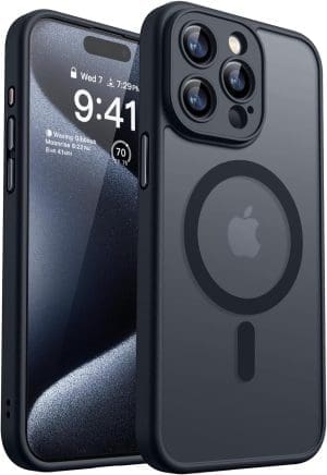 CANSHN 2024 Neu für iPhone 15 Pro Hülle mit Kameraschutz für Magsafe (TOP Militärschutz & Magnetkraft) Extrem Haltbarkeit Hülle iPhone 15 Pro Case Stoßfest, Schwarz