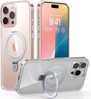 TORRAS Ostand Weltneuheit für iPhone 16 Pro Hülle für MagSafe (Unsichtbarer Ständer, Nr.1 ​​Magnetkraft,Umfassender Militärischer Schutz) Handyhülle iPhone 16 Pro Case All-in-One Transparent