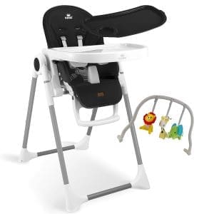 KIDIZ® 3in1 Hochstuhl Kinderhochstuhl inkl. Spielbügel, Babyliege, Kombihochstuhl Babyhochsitz,7 höhenverstellbare verstellbare Rückenlehne, mitwachsend ab 0 Monate bis 6 Jahre Babystuhl, Schwarz