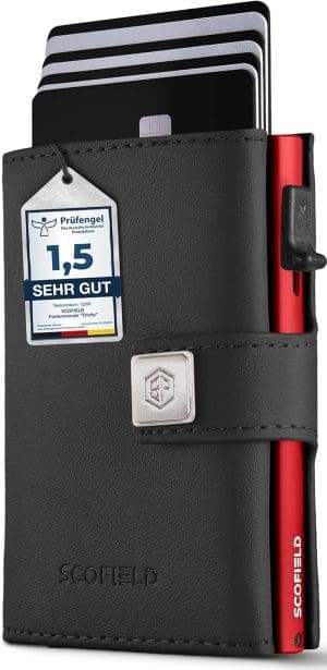 SF SCOFIELD Trinity Wallet, Pop Up Kartenhalter Herren mit Münzfach 10 - 12 Karten, Kreditkartenetui, RFID-Schutz, Kartenetui, Herrengeldbörse, Smart Wallet