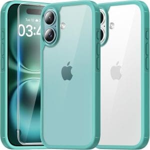 TAURI 3 in 1 für iPhone 16 Hülle, Handyhülle für iPhone 16 Case, (Vergilbt Nicht) Schlanke, Stoßfeste Telefon Hülle - Grün