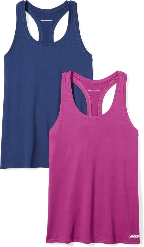 Amazon Essentials Damen Tech Stretch Racerback-Tanktop (erhältlich in Übergröße), Multi-Packs