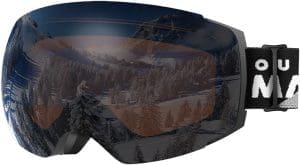 OutdoorMaster Unisex Skibrille PRO Damen Herren mit Wechselgläsern, Schneebrille 100% UV-Schutz Skibrille für Brillenträger, Anti-Nebel Snowboard Brille Ski Goggles für Jungen und Mädchen