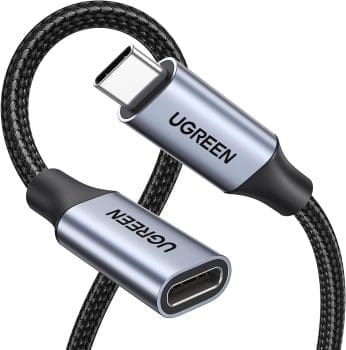 UGREEN USB C Verlängerung 10 Gbps USB 3.2, USB-C Verlängerungskabel 100W/4K 60Hz kompatibel mit iPhone 16/15, M3 MacBook Pro/Air, iPad Air 2024, Galaxy S24 Ultra Switch Konsolen usw. (Grau, 1m)