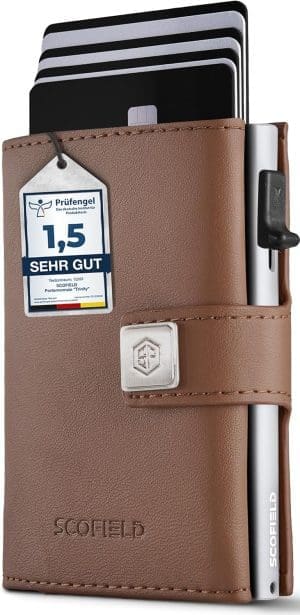 SF SCOFIELD Trinity Wallet, Pop Up Kartenhalter Herren mit Münzfach 10 - 12 Karten, Kreditkartenetui, RFID-Schutz, Kartenetui, Herrengeldbörse, Smart Wallet