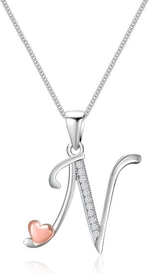 Mesovor Initialenkette aus 925er Silber für Damen und Mädchen, Buchstaben-Halskette aus 100 % Sterlingsilber mit Zirkonia, Schmuck, Geschenke für Familie, Mutter, Schwester, Ehefrau