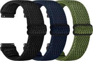 TumpCez Elastische Uhrenarmbänder, 16 mm, 18 mm, 19 mm, 20 mm, 22 mm, 24 mm, Schnellverschluss-Nylonarmband, verstellbare, atmungsaktive Sportbänder, Ersatzarmband für Damen und Herren, Ripple Black + Ripple