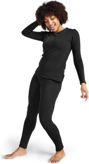 LAPASA Damen Innenfleece Thermounterwäsche-Set, warmes Thermooberteil & Thermohose Leggings Funktionsunterwäsche-Sets (Thermoflux L17)