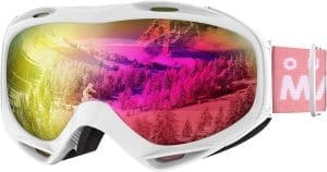 OutdoorMaster Unisex Skibrille OTG für Damen und Herren, Snowboard Brille Schneebrille 100% UV-Schutz skibrille für brillenträger, Anti-Nebel Snowboard Brille Ski Goggles für Jungen