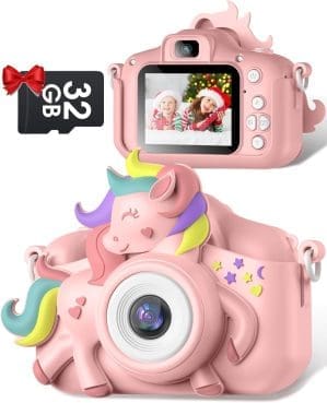 Kinderkamera, Gofunly Kinder Kamera 1080P 2,0-Zoll-Bildschirm Kamera Kinder mit 32GB-Karte Selfie Digitalkamera Kinder Fotoapparat Kinder für 3-12 Jahre Jungen und Mädchen Weihnachten Spielzeug