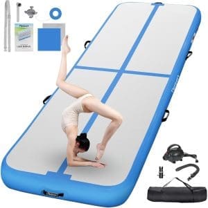 FBSPORT Airtrack Matte,10/20cm Hoch verdicken 2/3/4/5/6/ M Tumbling Matte,Gymnastikmatte mit Luftpumpe,Trainingsmatte mit Tragetasche,Turnmatte für Zuhause, Outdoor,Yoga, Übungsgymnastik usw