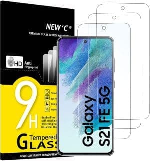 NEW'C 3 Stück, Panzer Schutz Glas für Samsung Galaxy S21 FE 5G, Frei von Kratzern, 9H Härte, HD Displayschutzfolie, 0,33 mm Ultraklar, Ultrabeständig