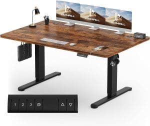 Homall Höhenverstellbarer Schreibtisch 160x80 cm, Schreibtisch Höhenverstellbar, Elektrischer Schreibtisch mit vierteiliger Tischplatte, Computertisch mit Memory-Funktion, Standing Desk