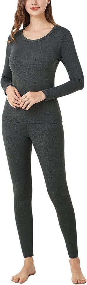 LAPASA Damen Innenfleece Thermounterwäsche-Set, warmes Thermooberteil & Thermohose Leggings Funktionsunterwäsche-Sets (Thermoflux L17)