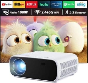 Wielio Full HD 1080P Beamer mit 4K-Unterstützung, Bluetooth und WiFi, 18000 Lumen HD-Display, Unterstützung 30-200 Zoll Projektionsgröße, kompatibel mit iOS/Android/Laptop/Xbox (Schwarz)