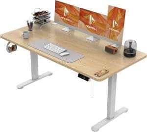 Homall Höhenverstellbarer Schreibtisch 140x70 cm, Schreibtisch Höhenverstellbar, Elektrischer Schreibtisch mit vierteiliger Tischplatte, Computertisch mit Memory-Funktion, Standing Desk