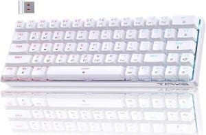 TMKB T63 Gaming Tastatur Mechanische Kabellos mit Red Switch,Bluetooth / 2.4G / Mit Kabel,RGB-Hintergrundbeleuchtung,weiße