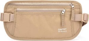 RFID-blockierender Geldgürtel für Damen und Herren, schmale Gürteltasche für Reisen, Laufen, RFID-blockierend und Gürtelbreite, Beige