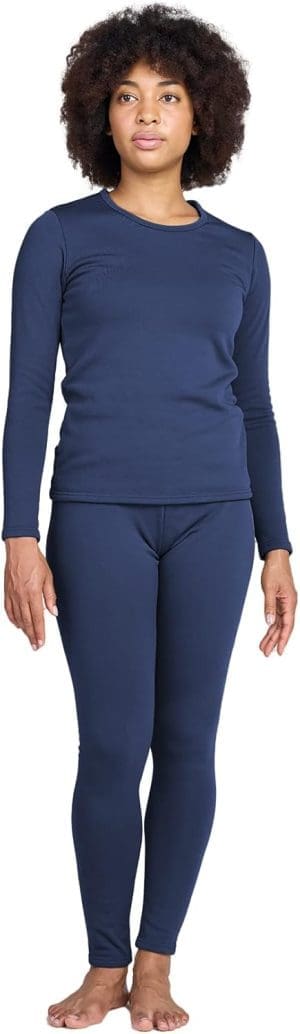 LAPASA Damen Innenfleece Thermounterwäsche Set, warmes Thermooberteil & Thermohose Leggings Funktionsunterwäsche Sets (Thermoflux L17)