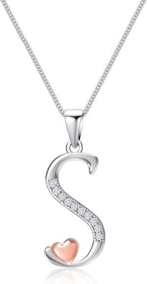 Mesovor Initialenkette aus 925er Silber für Damen und Mädchen, Buchstaben-Halskette aus 100 % Sterlingsilber mit Zirkonia, Schmuck, Geschenke für Familie, Mutter, Schwester, Ehefrau