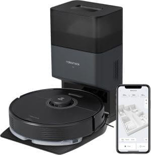 roborock Q7 Max+ Saugroboter mit Absaugstation, Vollgummibürste, 4200Pa Saugkraft, Staubsauger Wischroboter PreciSense-LiDAR-Navigation & 3D Mapping, Teppiche, Tierhaare, App/Alexa (Schwarz)