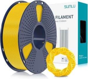 SUNLU PLA+ Filament 1,75mm, PLA Plus 3D Drucker Filament, Stärker belastbar, Sauber gewickelt, 1KG 3D Druck PLA+ Filament, Maßgenauigkeit +/- 0,02mm, Reines Gelb