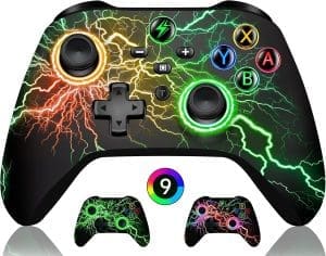 GAMSINGY Switch Controller, Wireless Controller Switch mit präziser Bewegungssteuerung/Dual Motors Vibration/Turbo/Makro/Aufwecken Funktion, Cooler RGB Controller für Switch/Lite/OLED Konsole