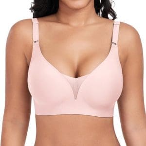 Jiuday Damen-BH ohne Bügel, BH für große Brüste, starker Halt, Push-Up-BH ohne Bügel, nahtloser, bequemer BH, klassischer, weicher, nahtloser, bügelloser T-Shirt-BH, gepolsterte Mesh-Bralette