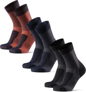 DANISH ENDURANCE Leichte Merino Wolle Wandersocken, Warme Wollsocken, Merino Socken, Gepolstert, Atmungsaktiv, Unisex, für Herren & Damen, 3 Paar