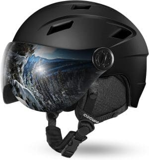 Odoland Erwachsene Skihelm Skihelm mit Visier, Leichter Race-Helm mit Helmvisier für Männer und Frauen, Snowboardhelm