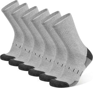 BUDERMMY Socken Herren 43-46 39-42 Wandersocken Crew Sportsocken Gepolstert Trekkingsocken Baumwolle Atmungsaktive Laufsocke Arbeitssocken