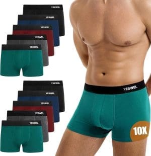 YESWEL Boxershorts Herren 10er Pack, Ohne Kratzende Zettel Unterhosen, Atmungsaktive Unterwäsche Männer, Baumwolle Retroshorts (Gr. S - 4XL)