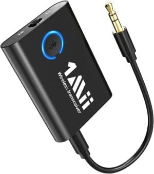 1Mii Bluetooth 5.3 Adapter für TV zu Kopfhörer, 2-in-1 Sender Empfänger, aptX-Adaptive & HD kabelloses Audio Sender Empfänger Klinke 3,5 für Stereoanlage Flugzeug MP3 -Upgraded